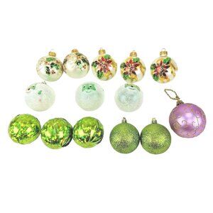 Assortment of 14 Christmas Ornaments  Styrofoam/Glass C36